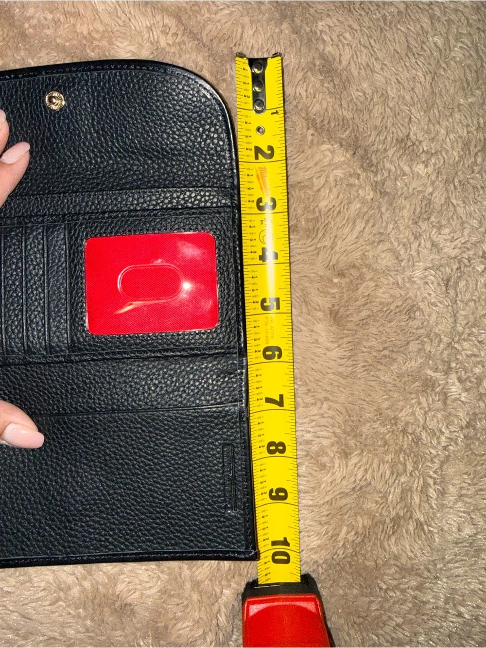 Dooney & Bourke Black Pebbled Leather Continental Wallet with Silver Plate